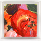 Yellow and Violet Flowers B - High Resolution Giclee Printed Canvas Framed in Contemporary Clear Acrylic Frame